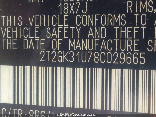 Lexus RX 350 2008 2T2GK31U78C029665 Image 11