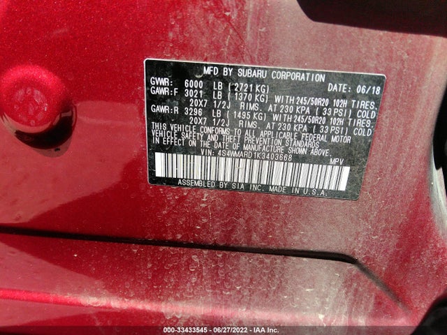 2019 Subaru Ascent, VIN: 4S4WMARD1K3403668