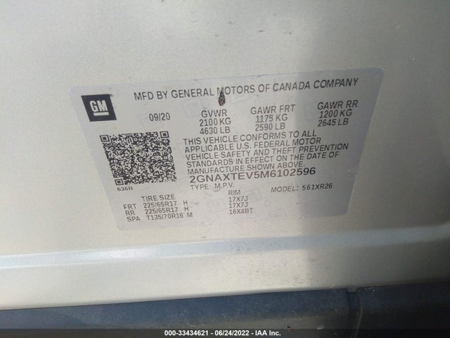 Chevrolet EQUINOX LT 2021 2GNAXTEV5M6102596 Image 9