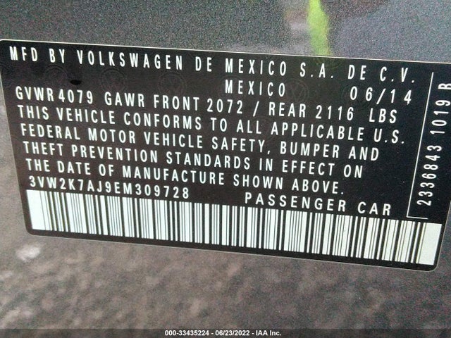 3VW2K7AJ9EM309728 Volkswagen Jetta