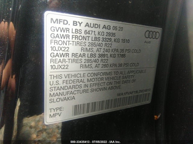 2020 Audi Q8, VIN: WA1FVAF19LD024810