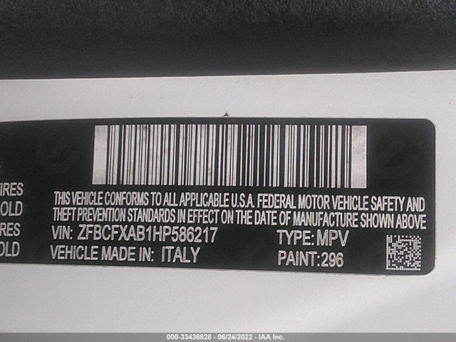 2017 Fiat 500X, VIN: ZFBCFXAB1HP586217