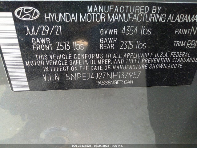 Hyundai Sonata Sel Plus 2022 5NPEJ4J27NH137957 Image 10