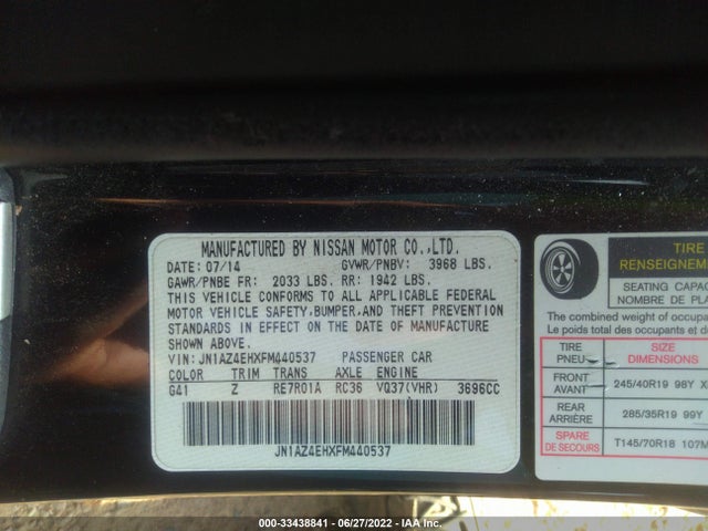 2015 Nissan Z, VIN: JN1AZ4EHXFM440537