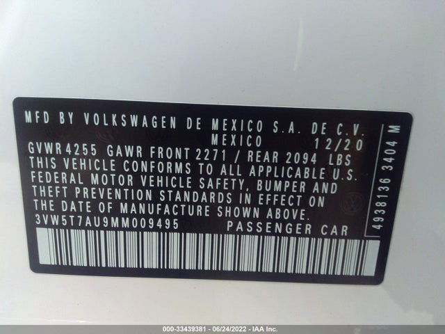 2021 Volkswagen Golf GTI, VIN: 3VW5T7AU9MM009495