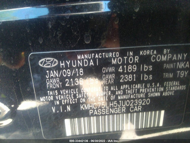 2018 Hyundai Ioniq, VIN: KMHC75LH5JU023920