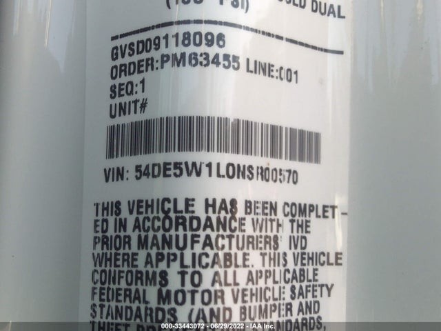 2022 ISUZU NRR VIN: 54DE5W1L0NSR00570