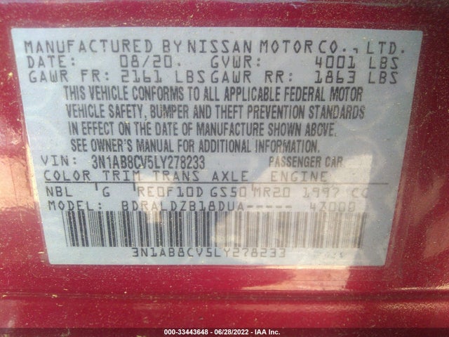 Nissan SENTRA SV 2020 3N1AB8CV5LY278233 Image 9