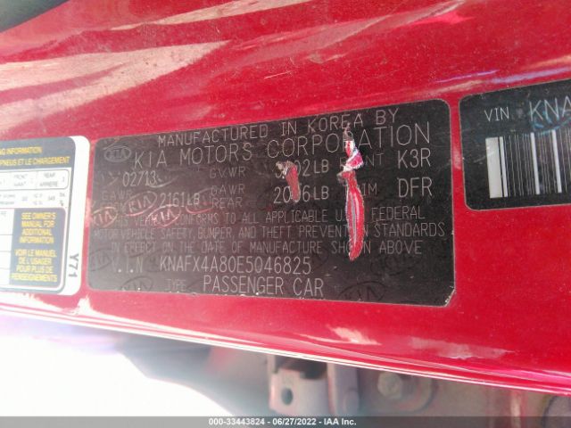 KNAFX4A80E5046825 KIA FORTE EX