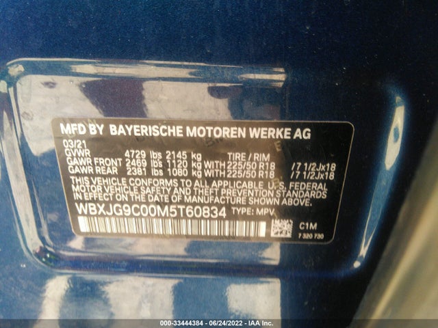 2021 BMW X1, VIN: WBXJG9C00M5T60834