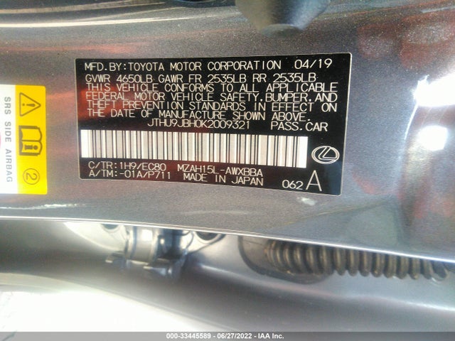 2019 Lexus UX, VIN: JTHU9JBH0K2009321