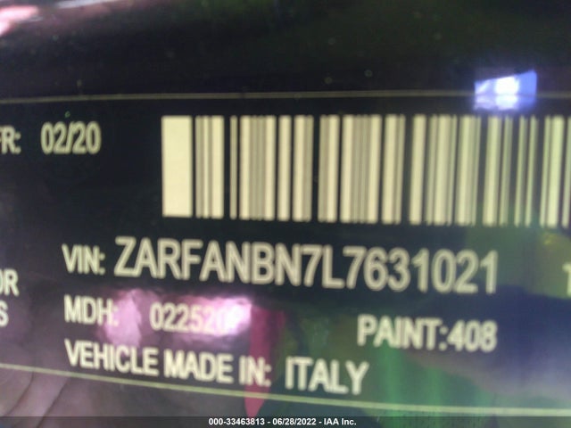 2020 Alfa Romeo Giulia, VIN: ZARFANBN7L7631021