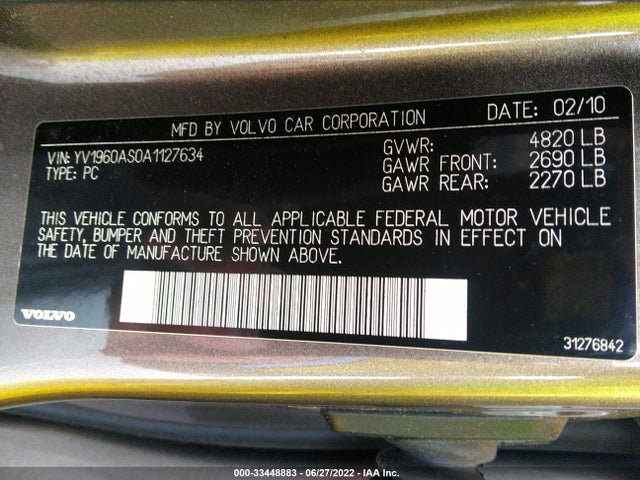 Volvo S80 2010 YV1960AS0A1127634 Image 9