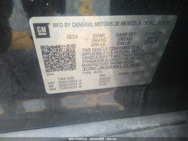 Chevrolet TRAX LS 2019 3GNCJKSBXKL317835 Image 9