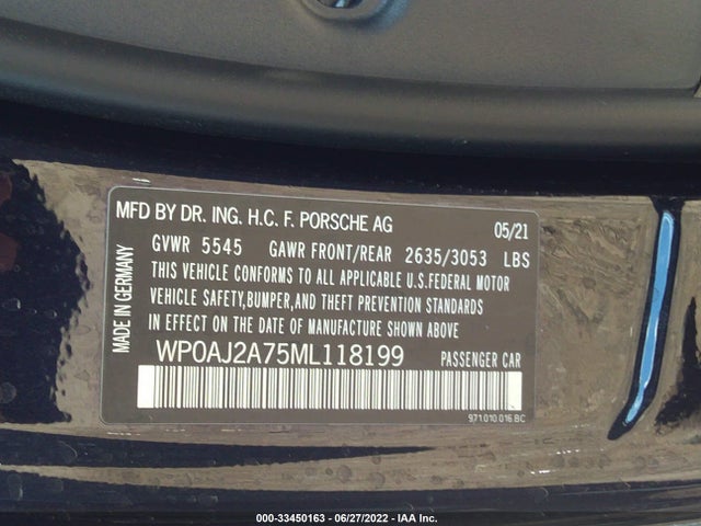 2021 Porsche Panamera, VIN: WP0AJ2A75ML118199