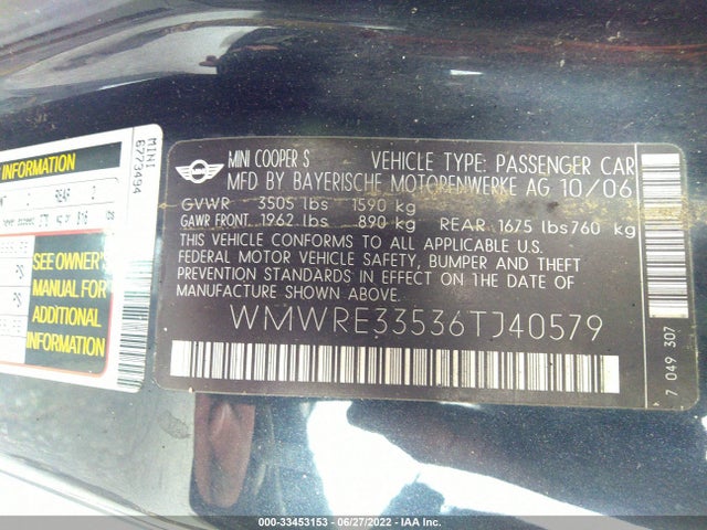 WMWRE33536TJ40579 Mini COOPER HARDTOP