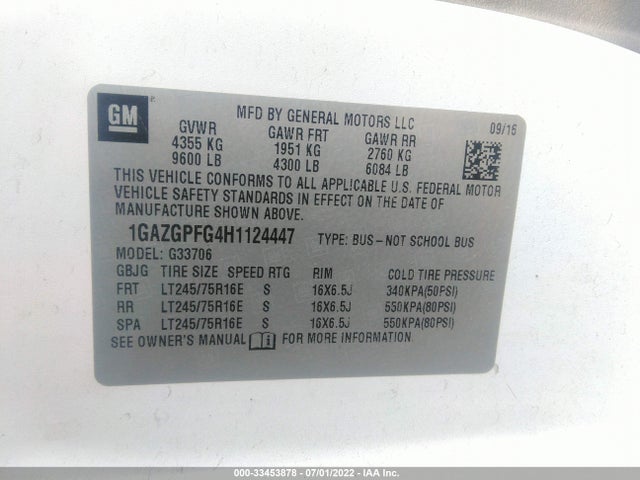 Chevrolet Express 3500 Lt 2017 1GAZGPFG4H1124447 Image 9