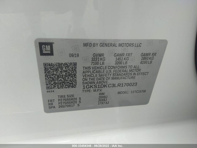 2020 GMC Yukon, VIN: 1GKS1DKC3LR170023