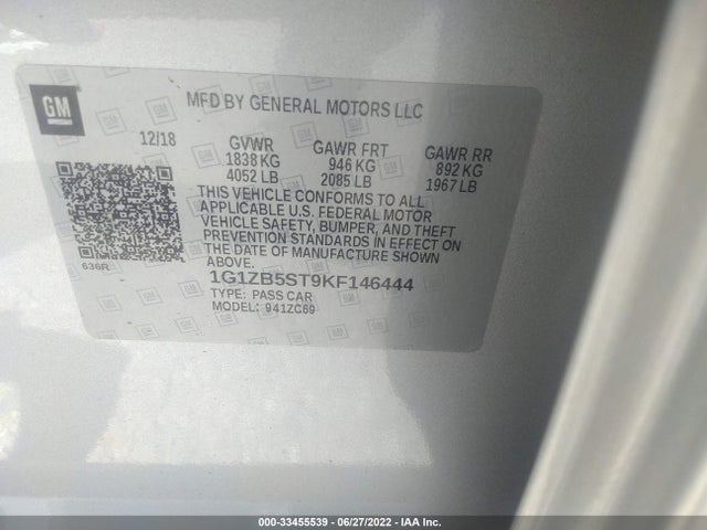 Chevrolet MALIBU LS 2019 1G1ZB5ST9KF146444 Image 9