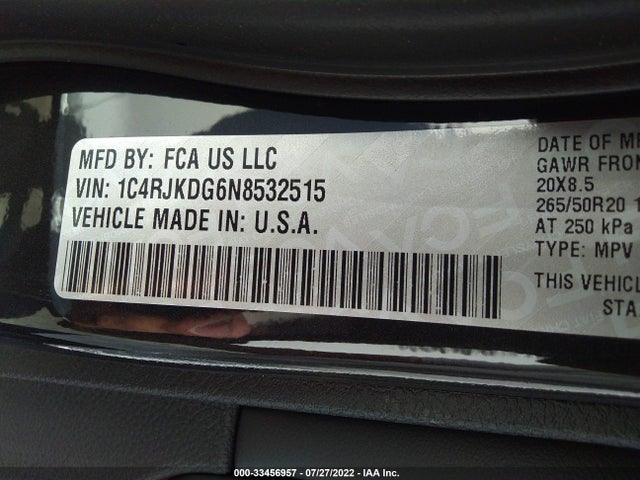 2022 Jeep Grand Cherokee, VIN: 1C4RJKDG6N8532515