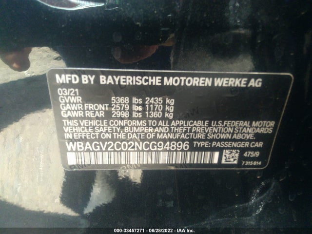 2022 BMW 8 Series Gran Coupe, VIN: WBAGV2C02NCG94896