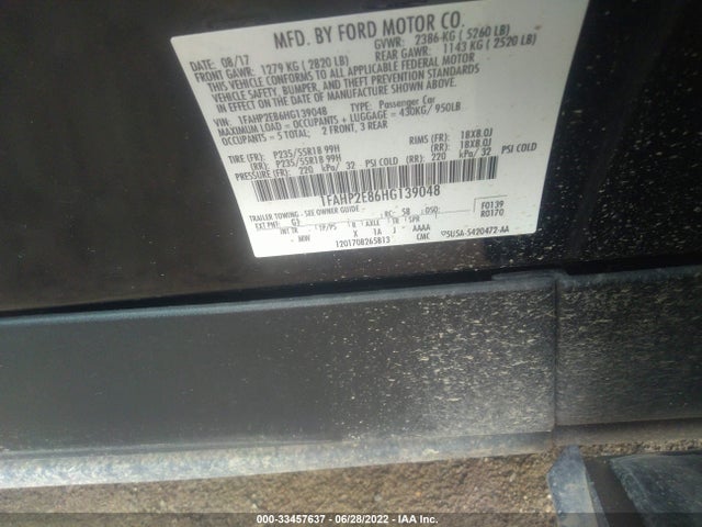 2017 Ford Taurus, VIN: 1FAHP2E86HG139048