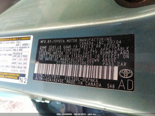 Toyota Corolla 2005 2T1BR32E05C386277 Image 10