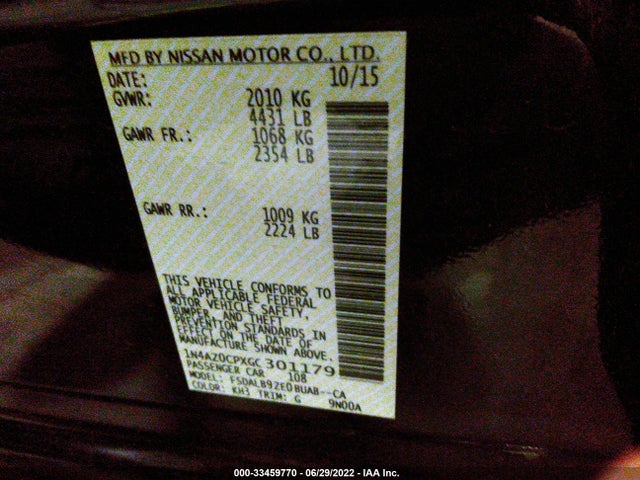 2016 Nissan Leaf, VIN: 1N4AZ0CPXGC301179