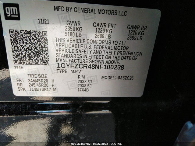 2022 Cadillac XT4, VIN: 1GYFZCR48NF100238