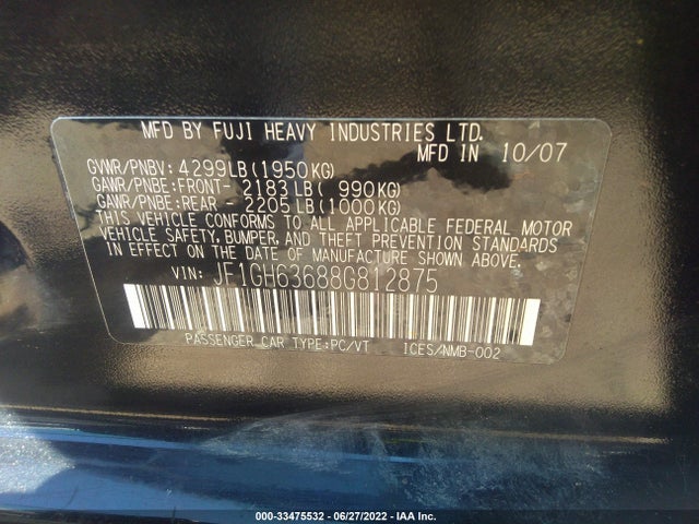 JF1GH63688G812875 Subaru IMPREZA WAGON