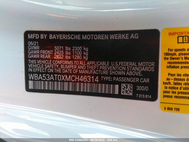 2021 BMW 4 Series, VIN: WBA53AT0XMCH46314