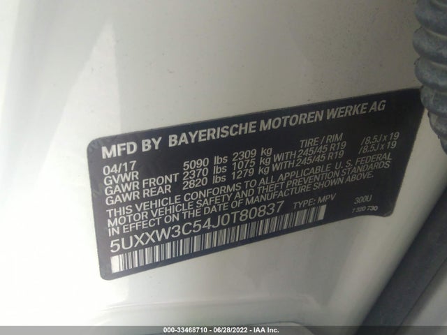 2018 BMW X4, VIN: 5UXXW3C54J0T80837