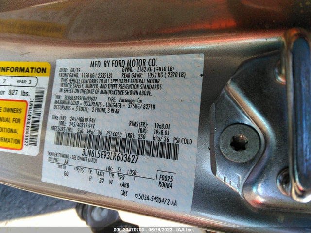 2020 Lincoln MKZ, VIN: 3LN6L5E93LR603627