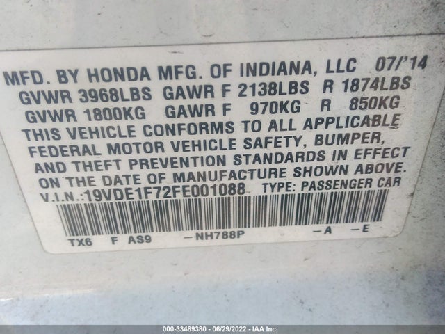 2015 Acura ILX, VIN: 19VDE1F72FE001088