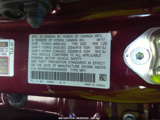 Honda CR-V EX 2017 2HKRW2H56HH659359 Image 9