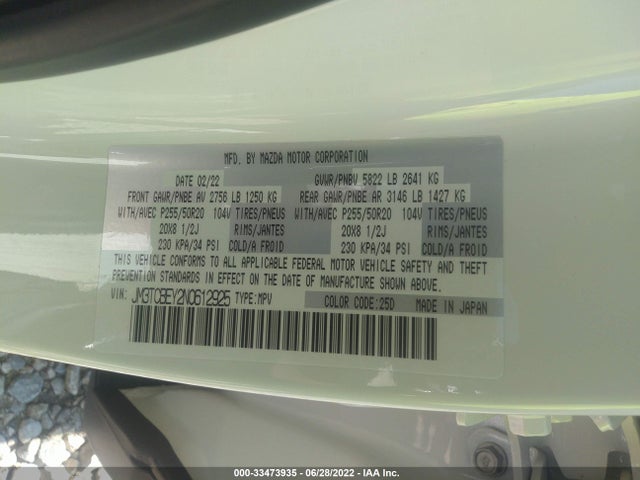 2022 Mazda CX-9, VIN: JM3TCBEY2N0612925