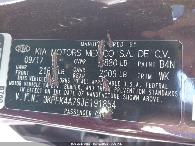 KIA FORTE LX 2018 3KPFK4A79JE191854 Image 9