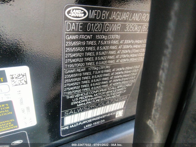 2020 Land Rover Range Rover Sport, VIN: SALWS2RU0LA724588