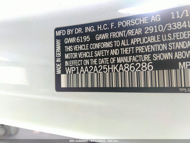 2017 Porsche Cayenne, VIN: WP1AA2A25HKA86286