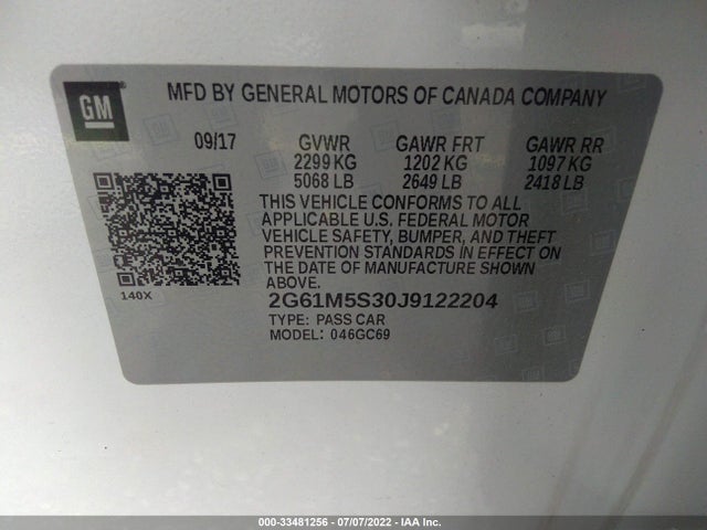 2018 Cadillac XTS, VIN: 2G61M5S30J9122204
