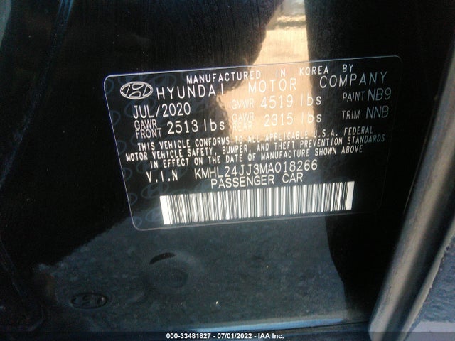 2021 Hyundai Sonata, VIN: KMHL24JJ3MA018266