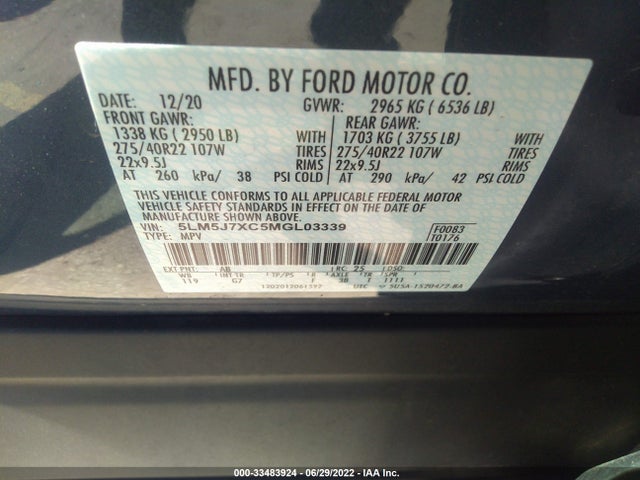 2021 Lincoln Aviator, VIN: 5LM5J7XC5MGL03339