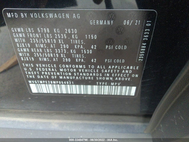 Volkswagen ID.4 PRO S 2021 WVGTMPE28MP054921 Image 9