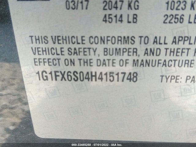2017 Chevrolet Bolt EV, VIN: 1G1FX6S04H4151748