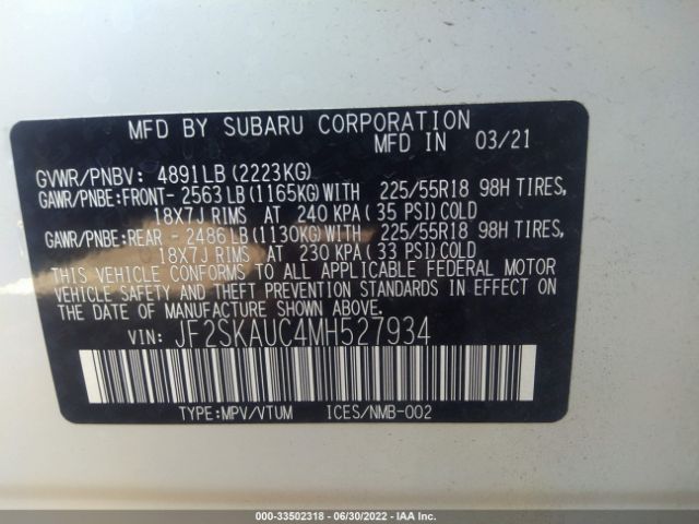 JF2SKAUC4MH527934 Subaru Forester Limited