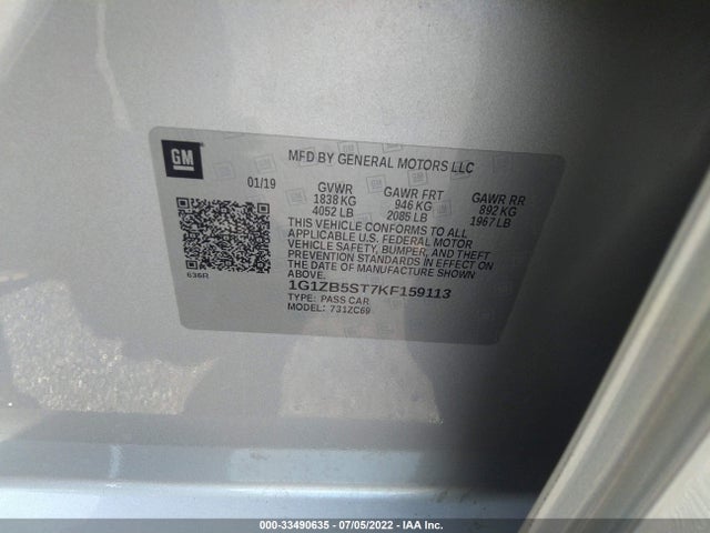 2019 Chevrolet Malibu, VIN: 1G1ZB5ST7KF159113