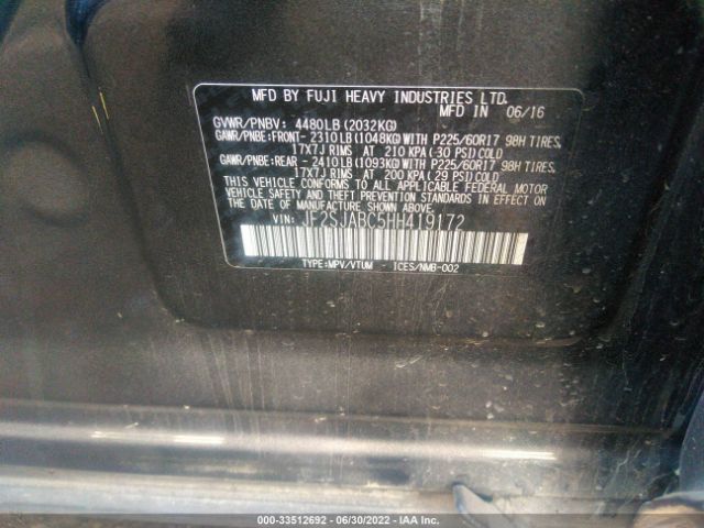 JF2SJABC5HH419172 Subaru Forester