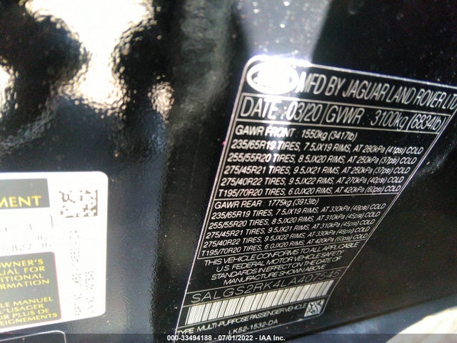 2020 Land Rover Range Rover, VIN: SALGS2RK4LA407545