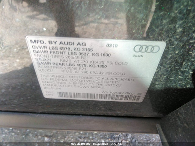 2019 Audi e-tron, VIN: WA1VAAGE5KB007764