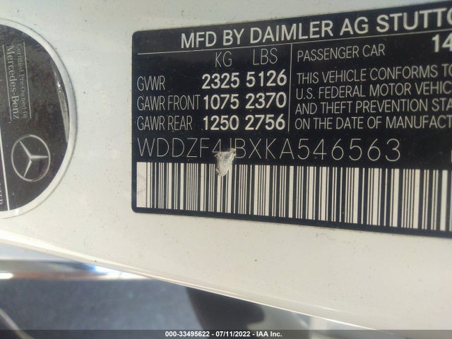 2019 MERCEDES-BENZ E-CLASS E 300 VIN: WDDZF4JBXKA546563